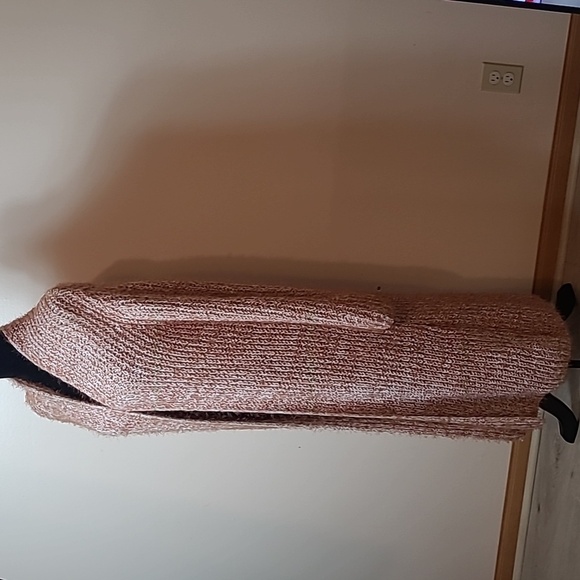 BOBEAU Brick Orange & White Eyelash Sweater Open Duster Cardigan L nwot - Picture 5 of 7